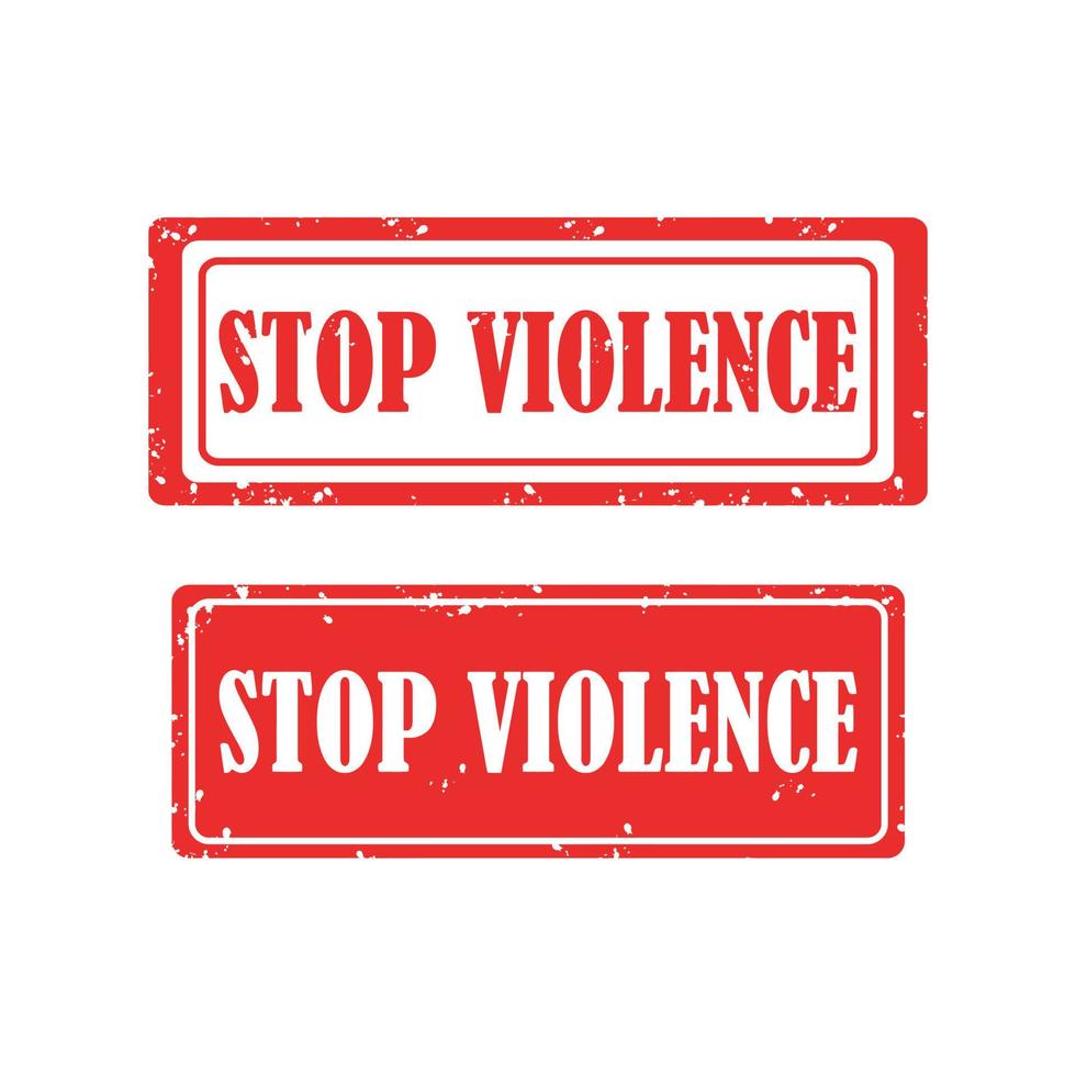 Stop violence red rubber stamp set on white background. vector