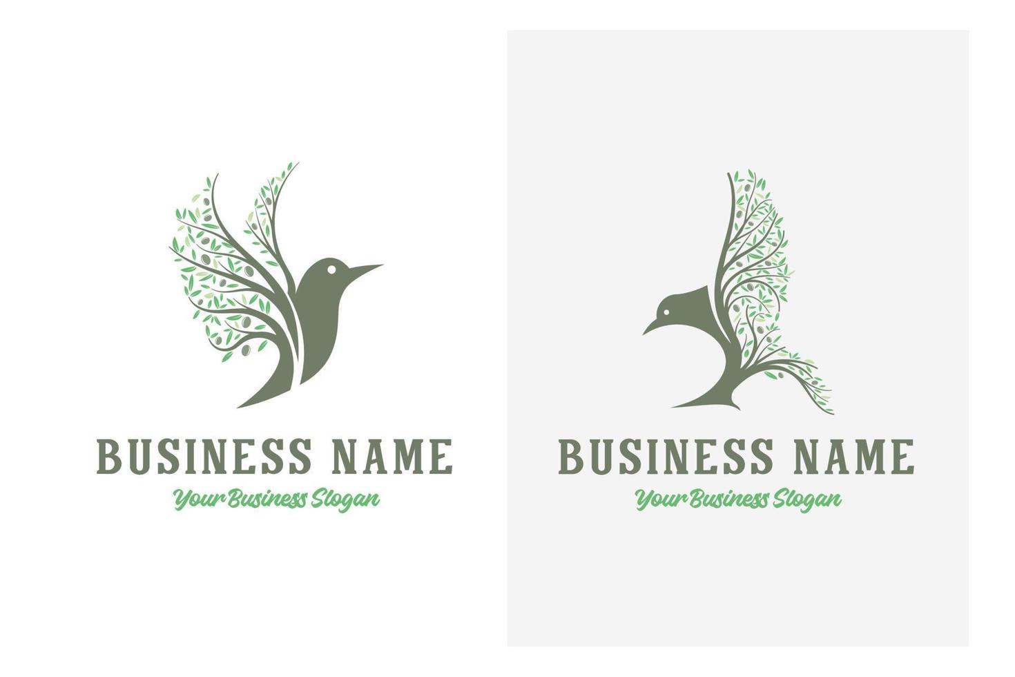 dos logotipos alternativos de árboles de aves vector