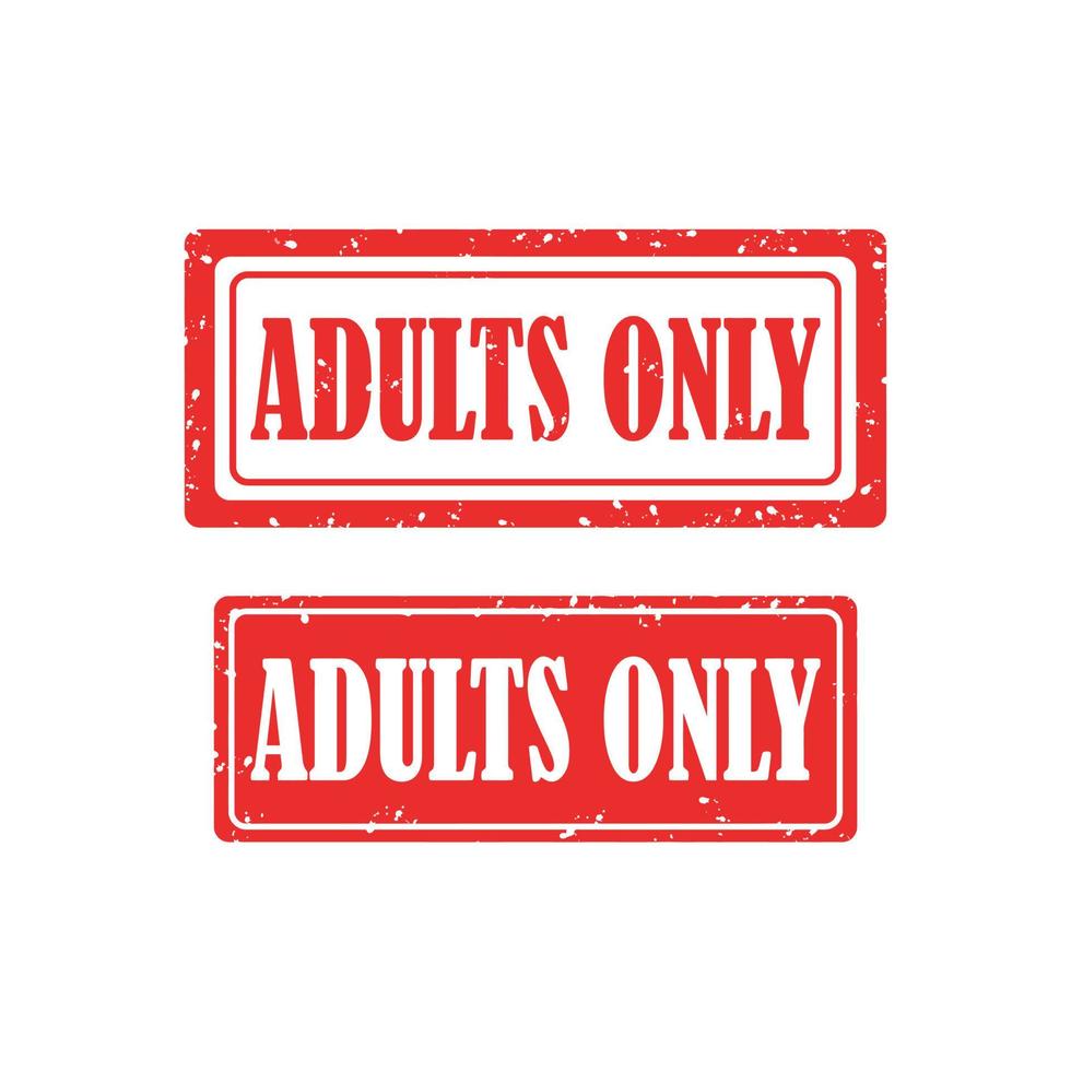 Adults only red rubber stamp set on white background. vector
