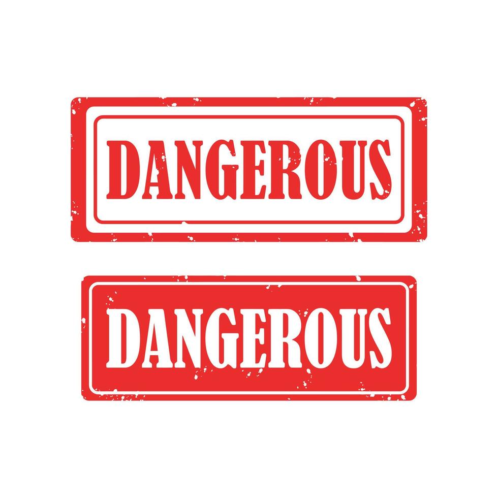 Dangerous red rubber stamp set on white background. vector