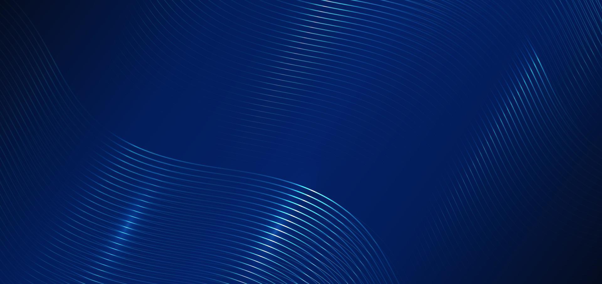 Abstract luxury glowing lines curved overlapping on dark blue background. vector