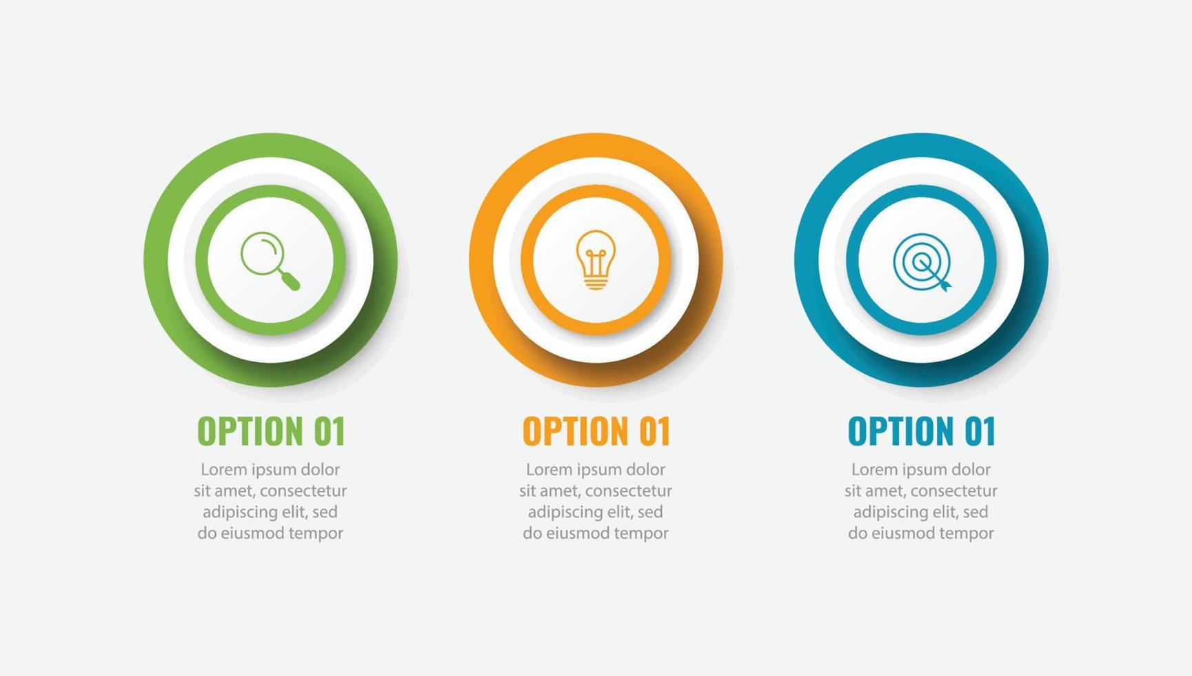 plantilla infográfica de negocios de presentación con 3 opciones vector