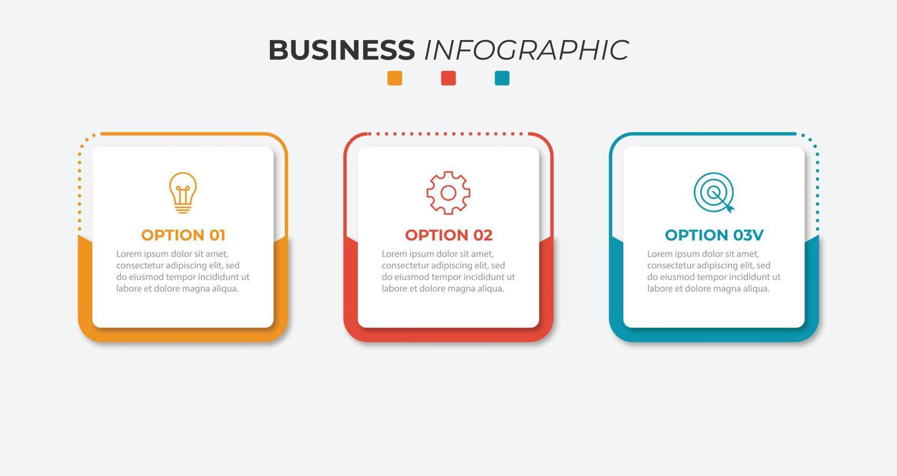 plantilla de diseño de banner de infografía de tres pasos vector