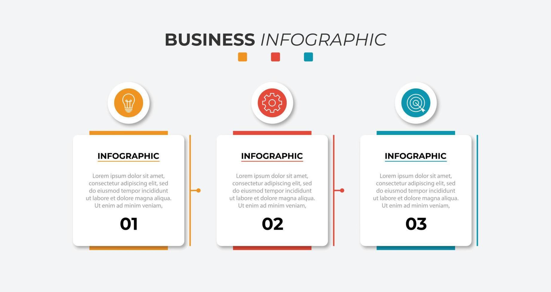 Three steps infographics banner design template vector