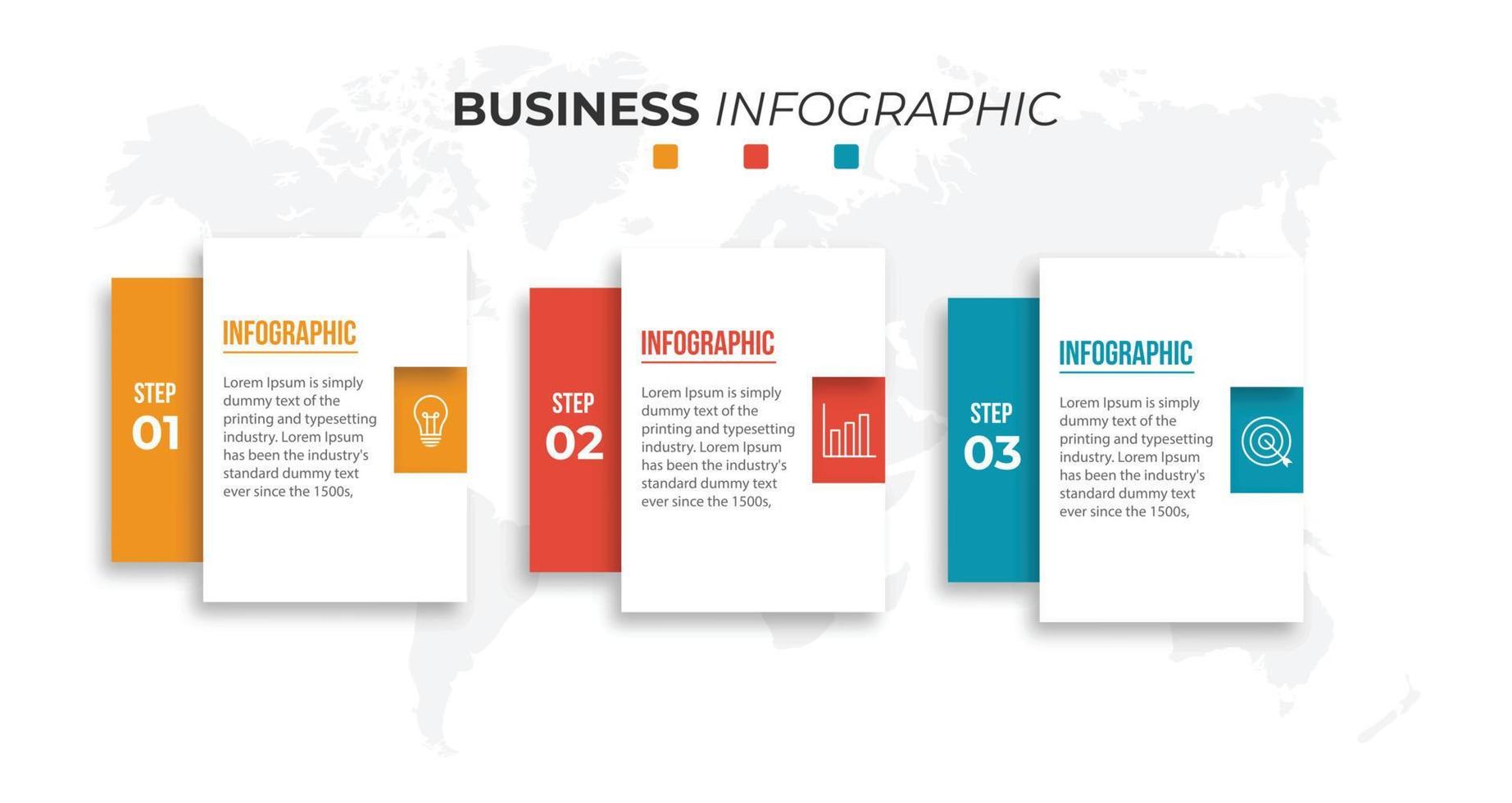 plantilla de diseño de banner de infografía de tres pasos vector