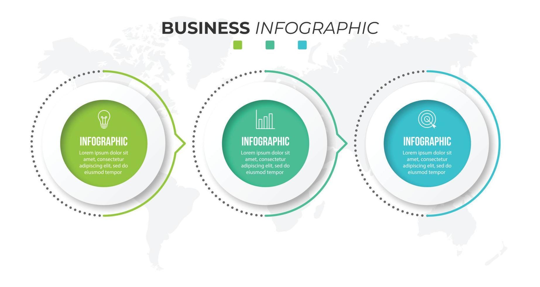 plantilla de diseño de banner de infografía de tres pasos vector