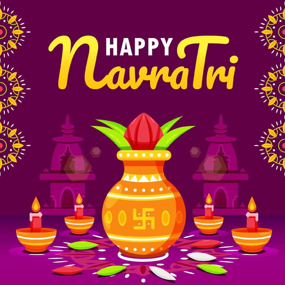 Happy Navratri, pot with coconut. Perfect for design assets vector