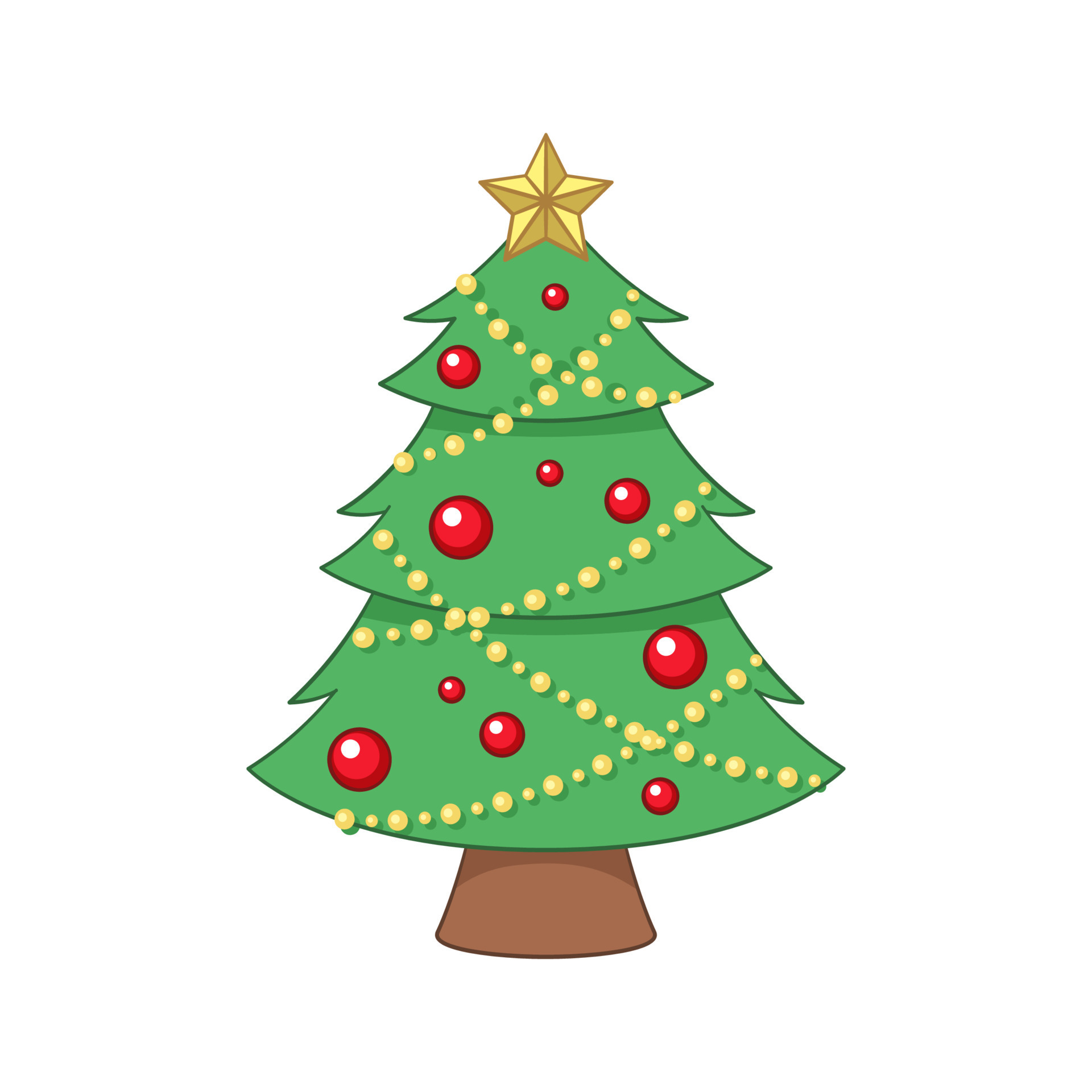 Cartoon christmas tree with lights Clearance