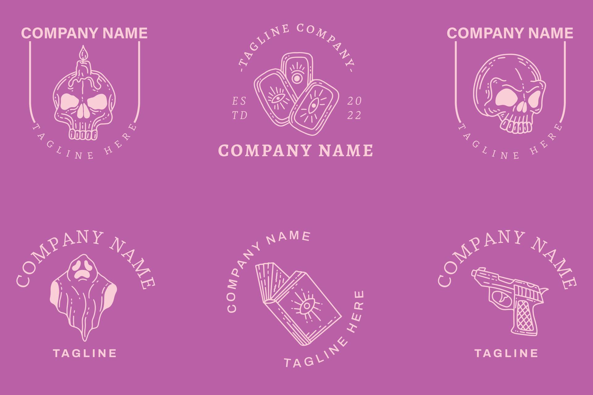 Mystical Logo Minimalist Symbol Templates Collection Element Light Pink