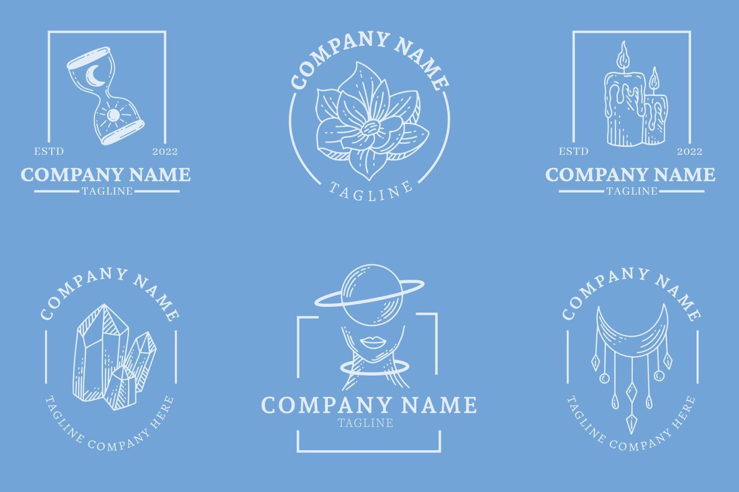 logotipo místico elemento de colección de plantillas de símbolos minimalistas azul claro. vector