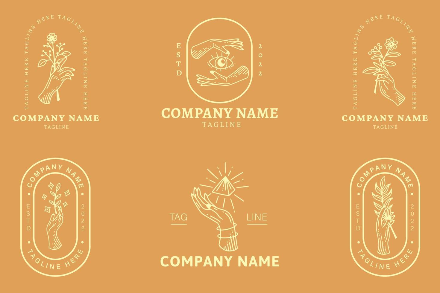 Light Yellow Mystical Logo Templates Collection Element Light Orange. vector