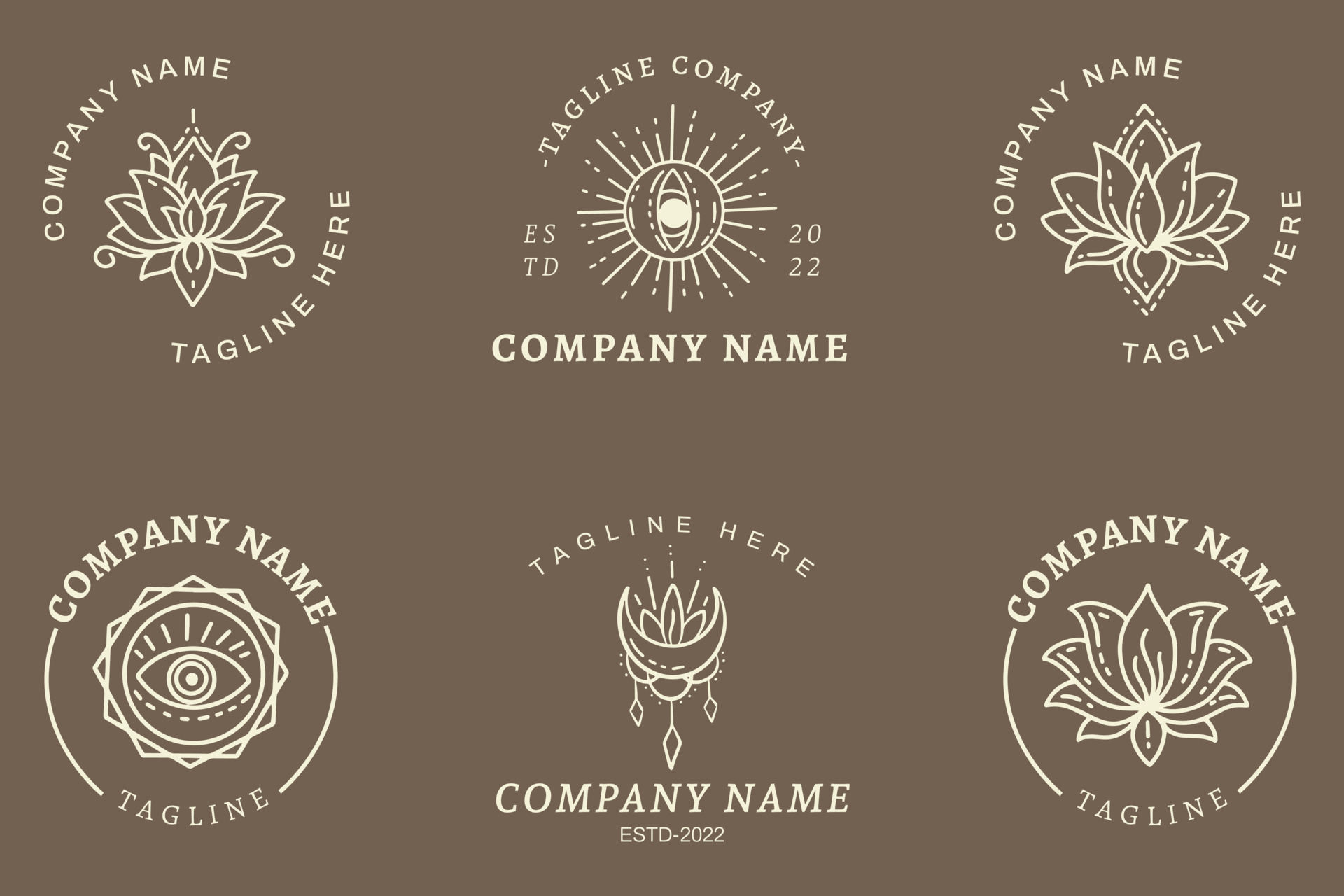 Cream Mystical Logo Minimalist Symbol Templates Collection Element