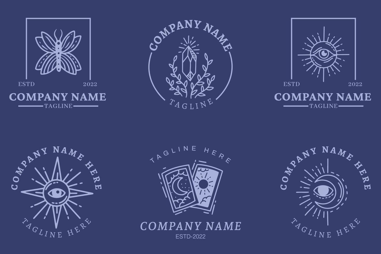 Mystical Logo Blue Minimalist Collection Element Dark Blue. vector