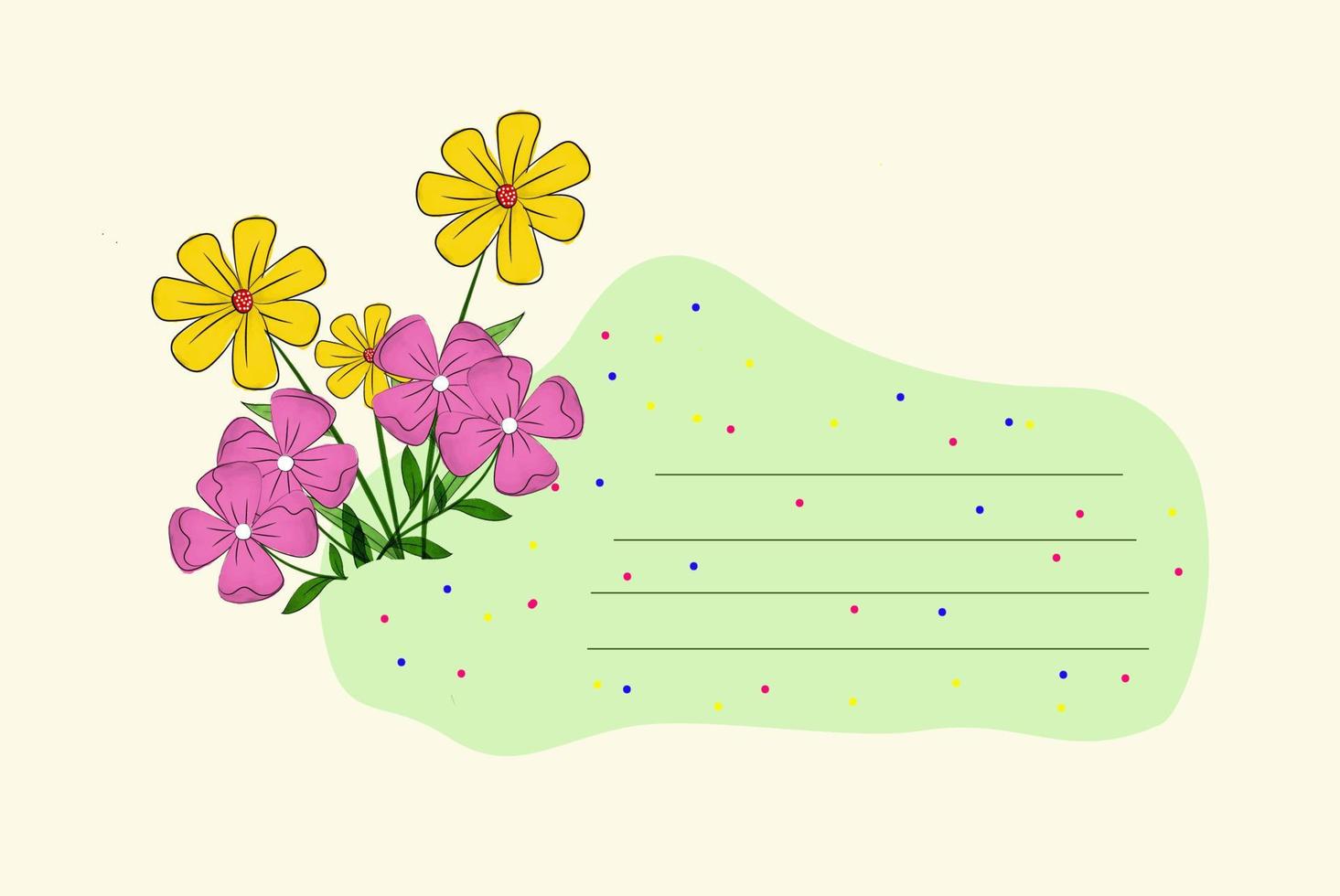 pegatina para mensaje con flores de acuarela vector