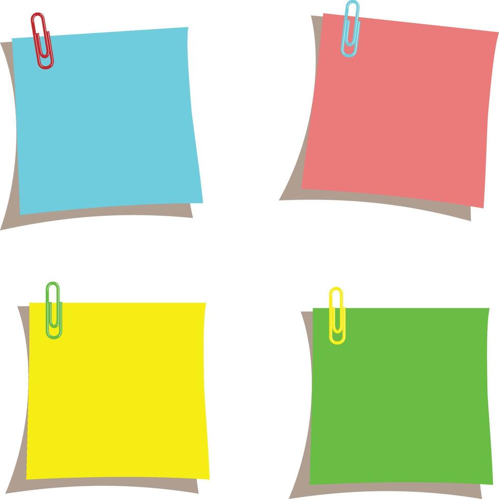 A group of colored sticky notes attached to a map pins, suitable for writing study notes, at home or at work vector