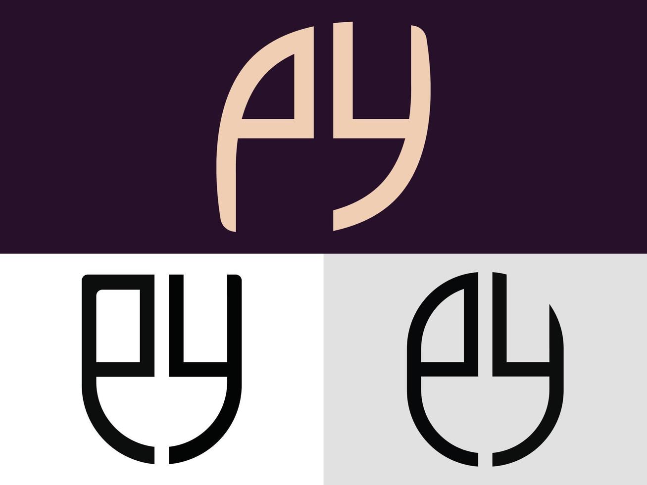 Paquete creativo de diseños de logotipos de letras iniciales py. vector