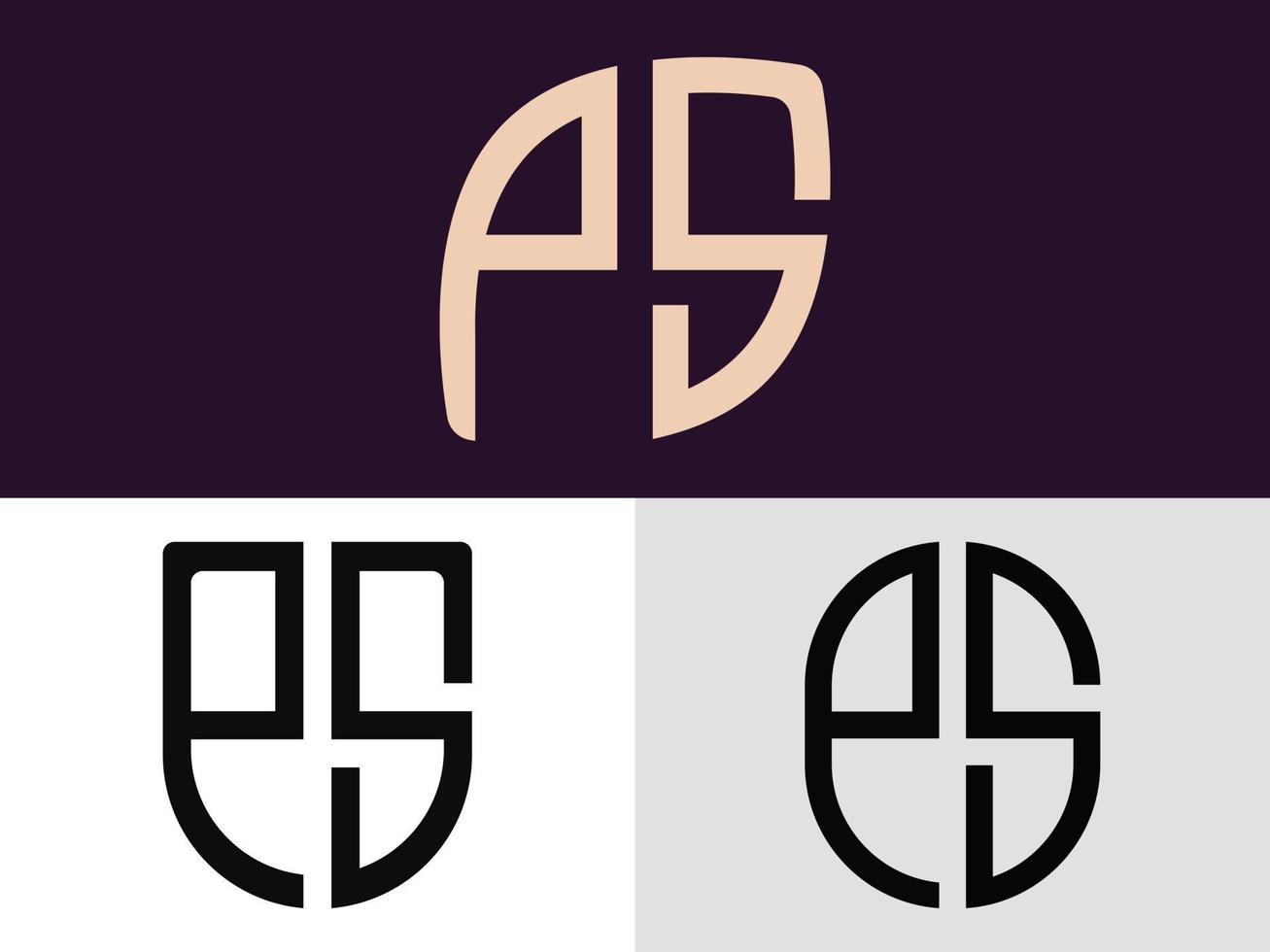 Creative Initial Letters PS Logo Designs Bundle. vector