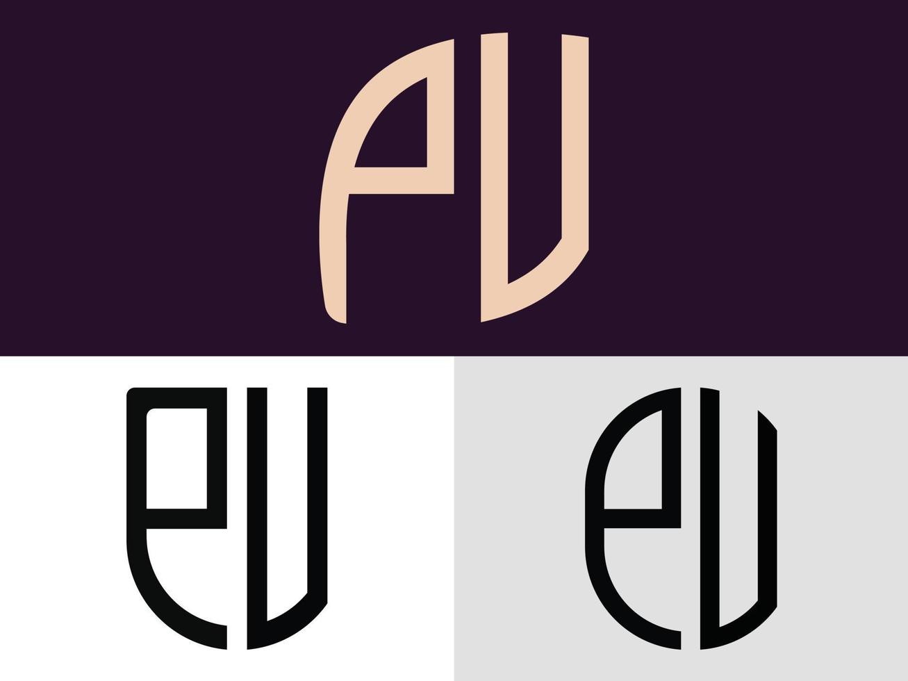 Creative Initial Letters PV Logo Designs Bundle. vector