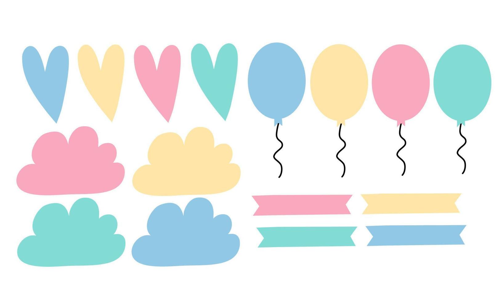 Design template collection,balloon cute,cloudy set vector