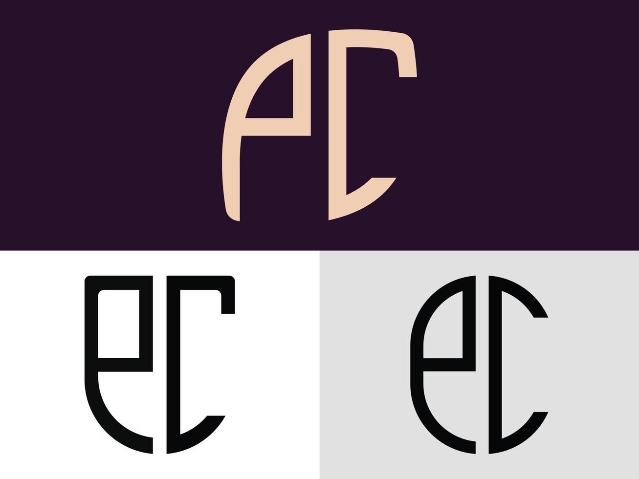 Creative Initial Letters PC Logo Designs Bundle. vector