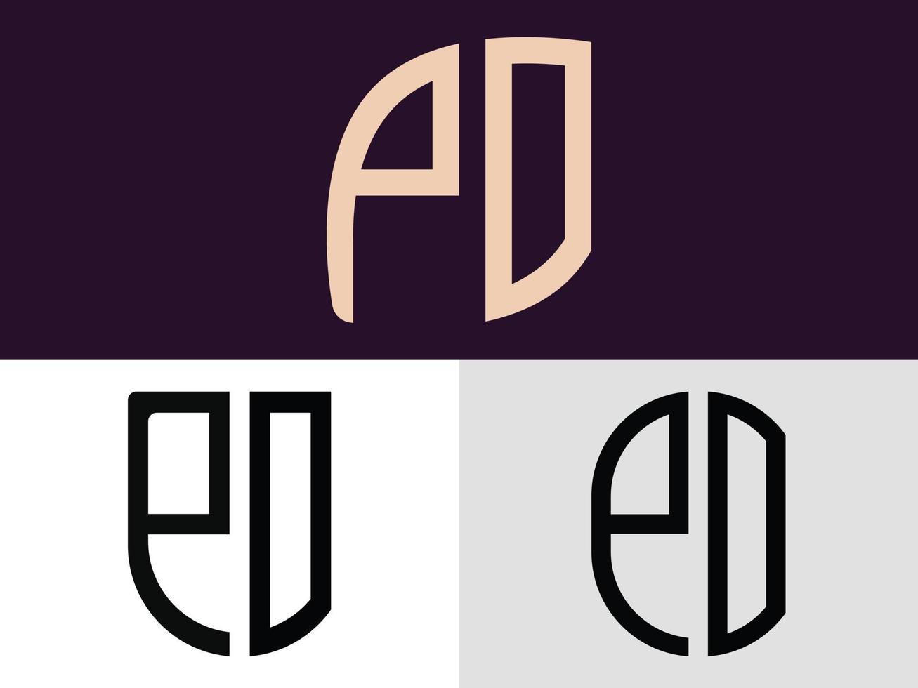 paquete de diseños de logotipo de letras iniciales creativas po. vector