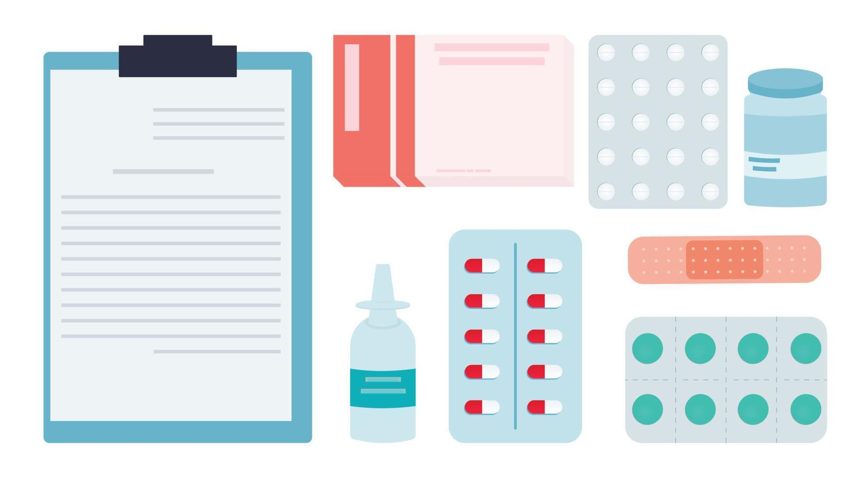 meds and pills set vector