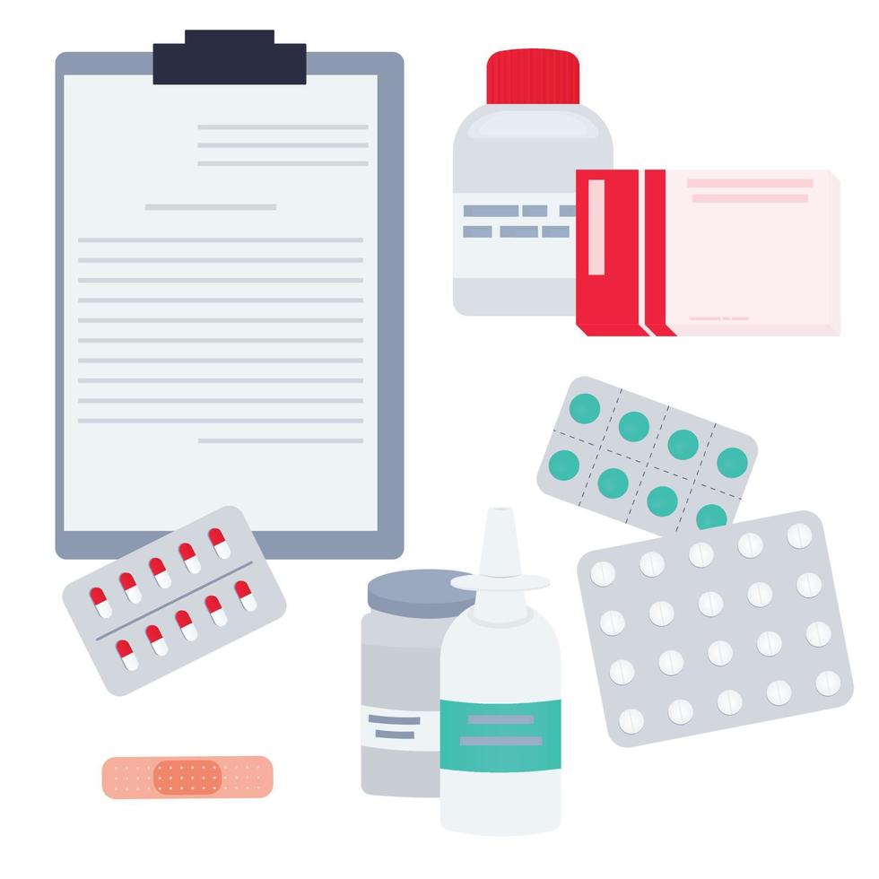 meds and pills set vector