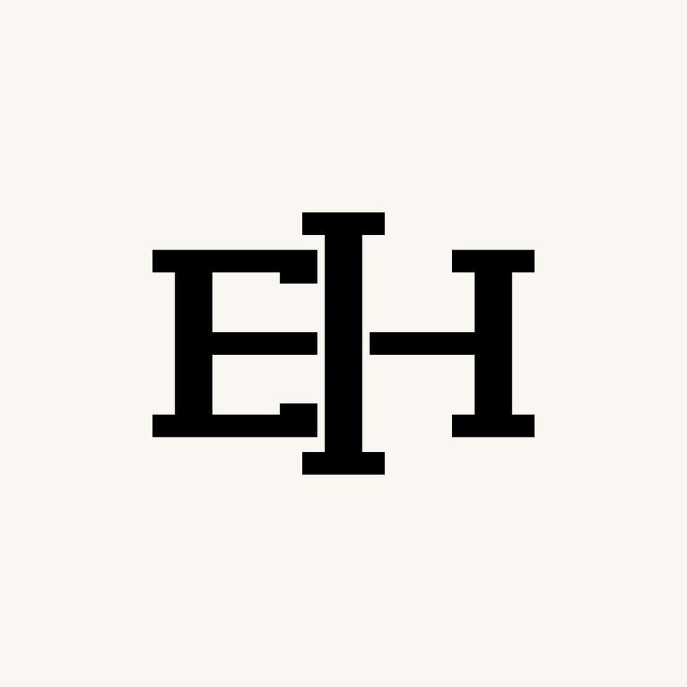 letra o palabra simple y única fuente eh serif con bloque de línea en la imagen media icono gráfico diseño de logotipo concepto abstracto stock vectorial. se puede utilizar como símbolo relacionado con la inicial o el monograma vector