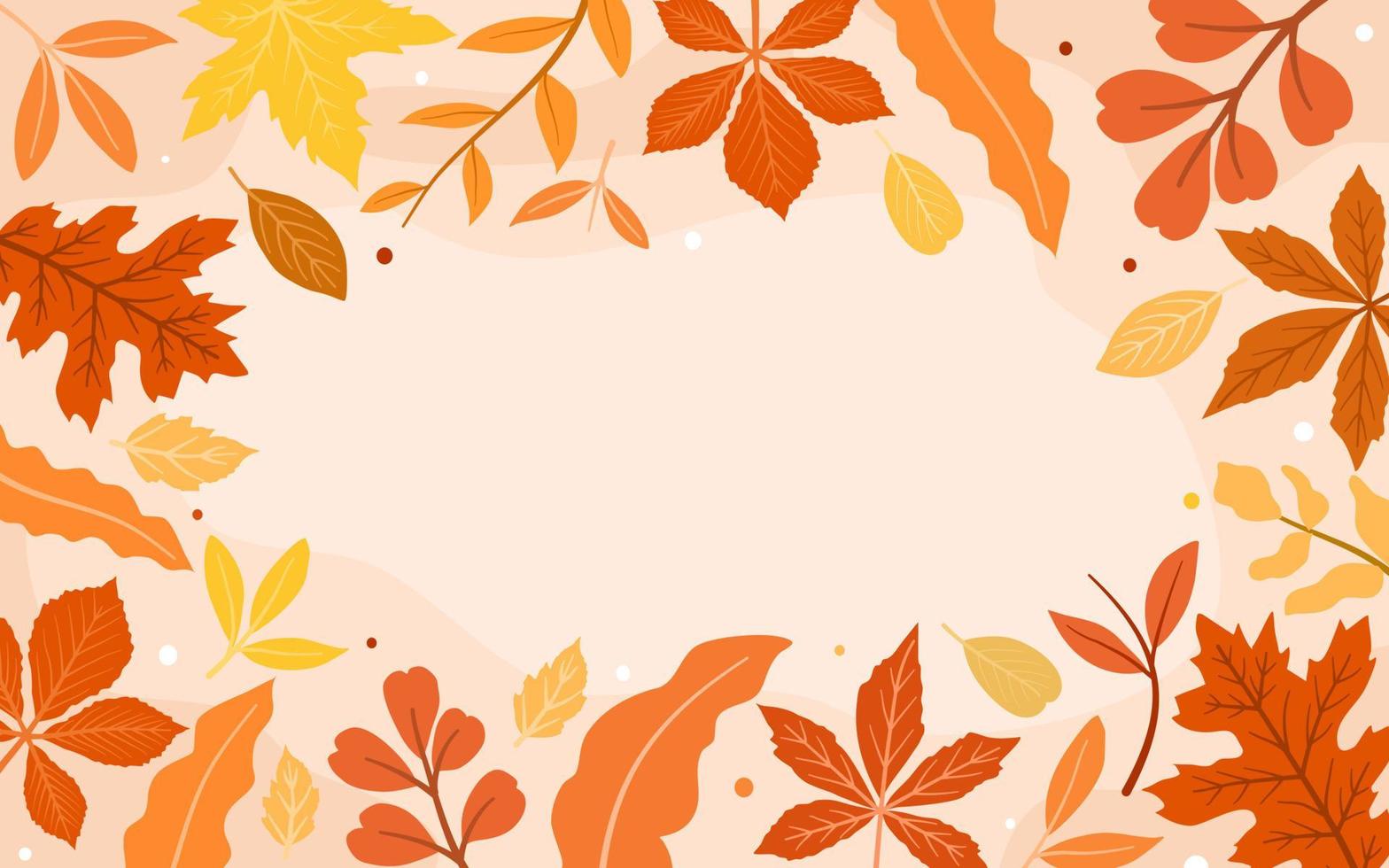 Autumn Leaves Background with Copy Space in The Center vector