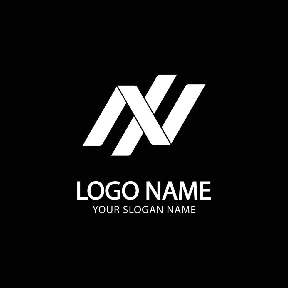 Initial N X minimalist modern logo identity vector