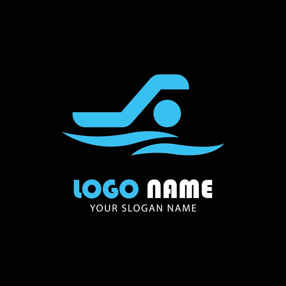 logotipo de natación con silueta de hombre abstracto. vector