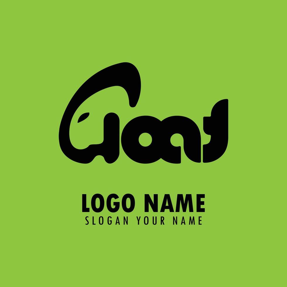 Goat wordmark design vector. goat head logo template vector