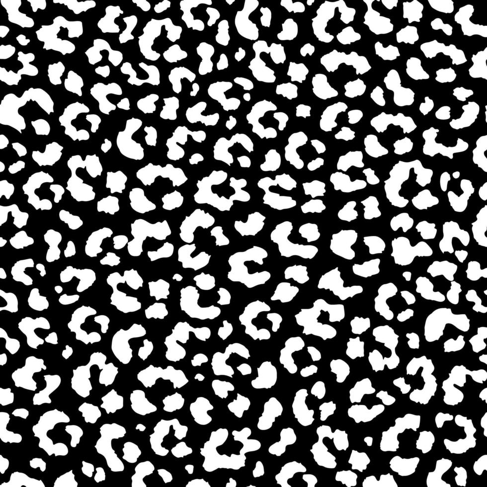 Vector Black and White Seamless Pattern of Leopard Skin Print