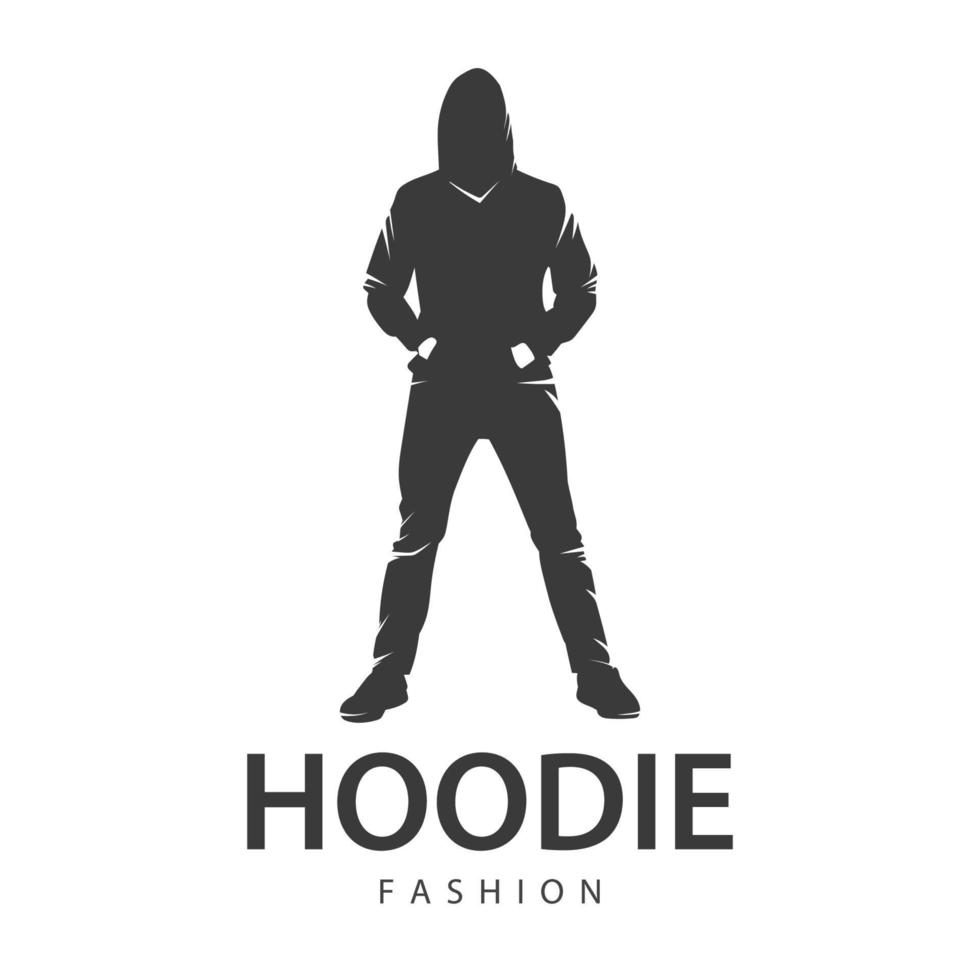 illustration vector of man in hoodie. silhouette logo