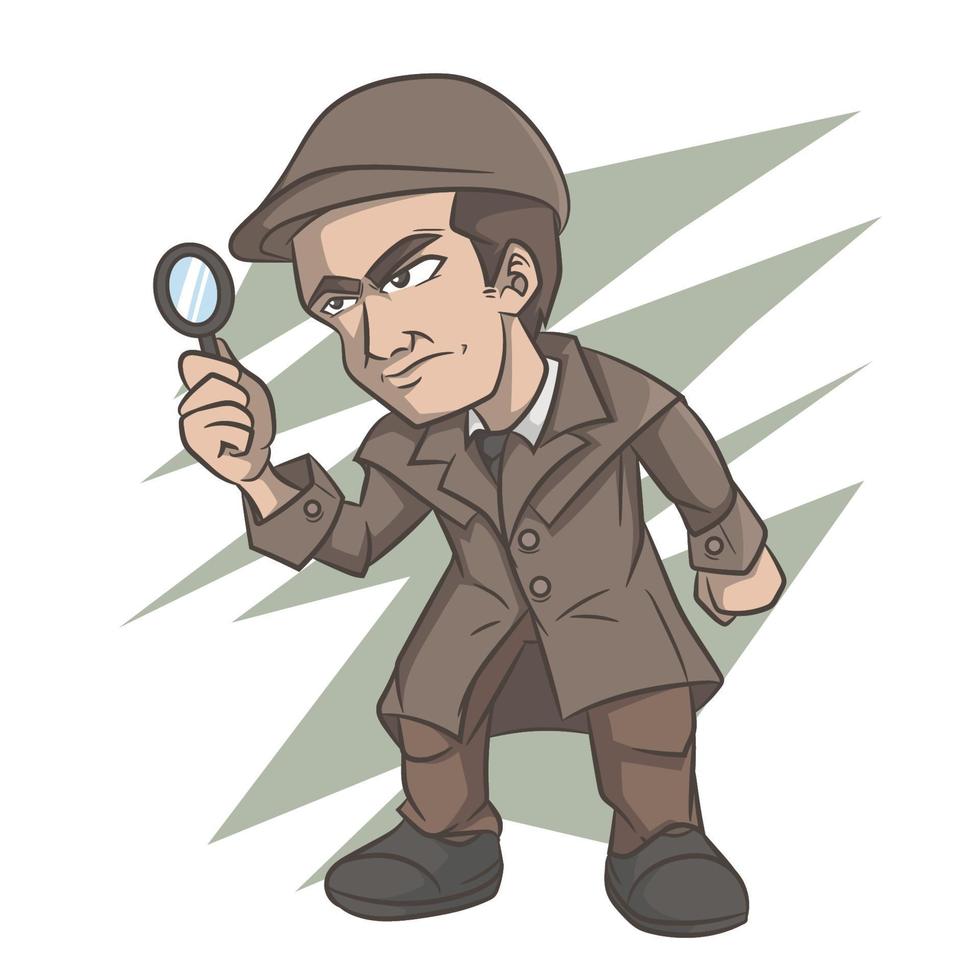 Cartoon detective. police inspector character vector