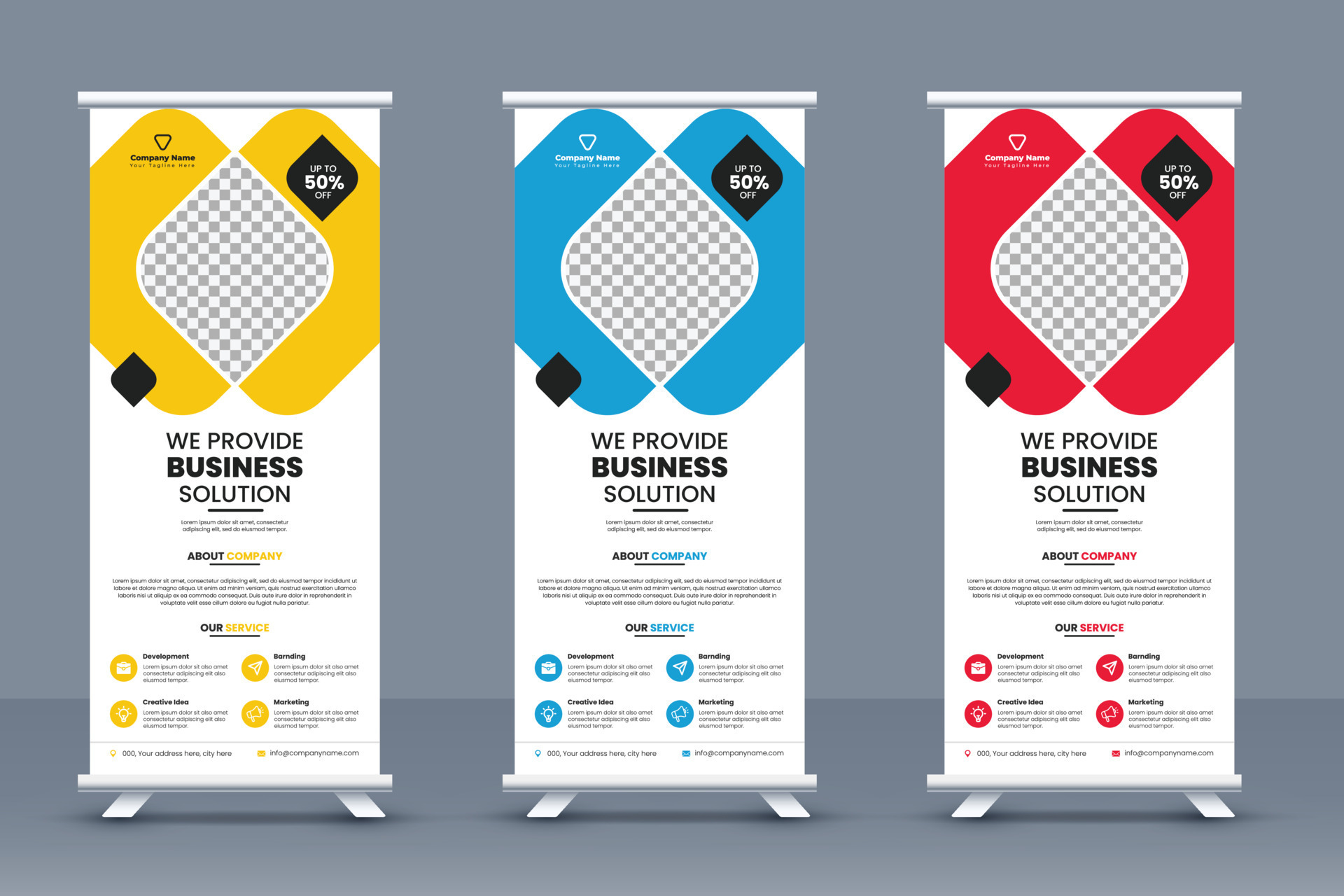 Corporate Business Roll up banner template design or company standee