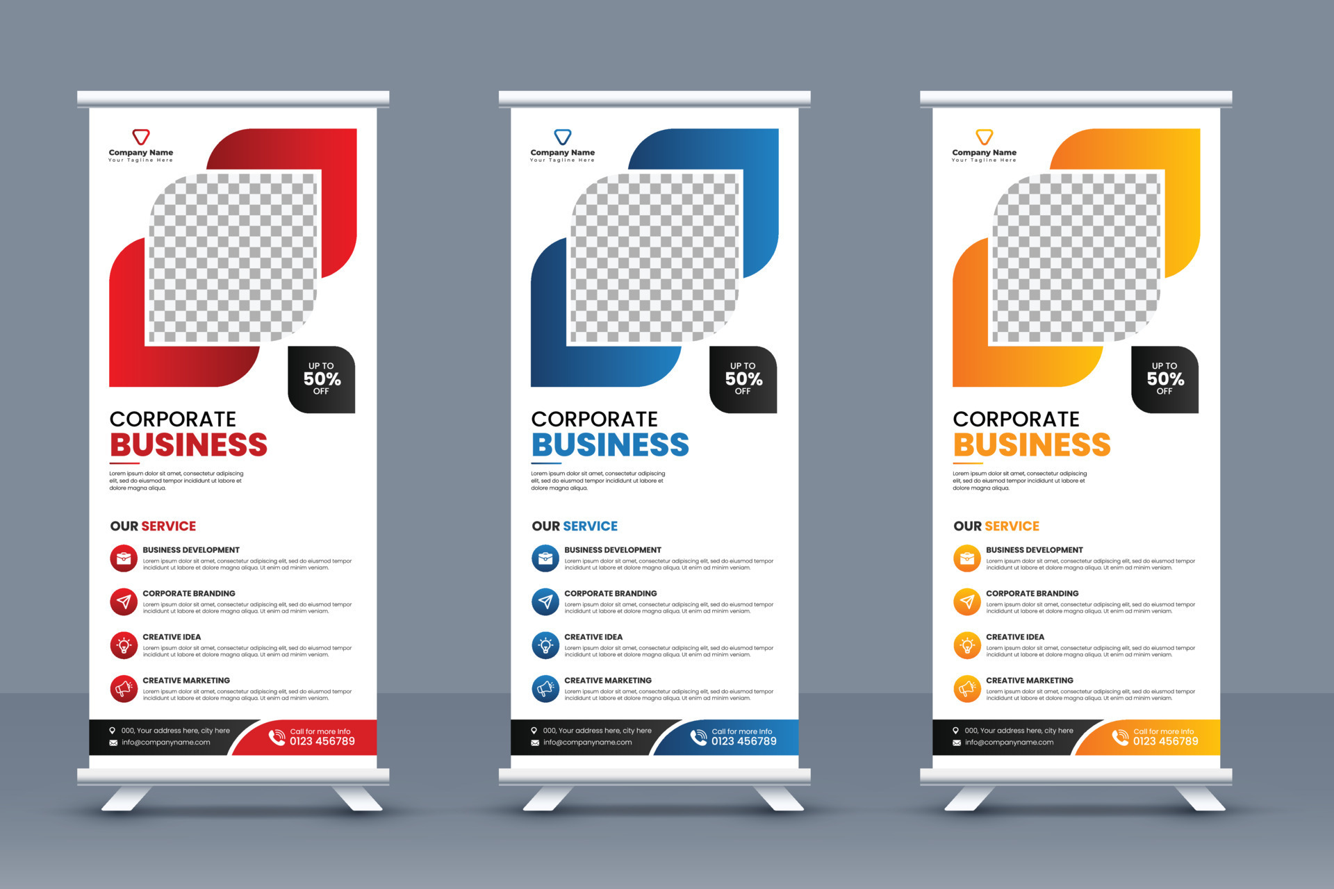 Modern Corporate Business Roll up banner template design or company