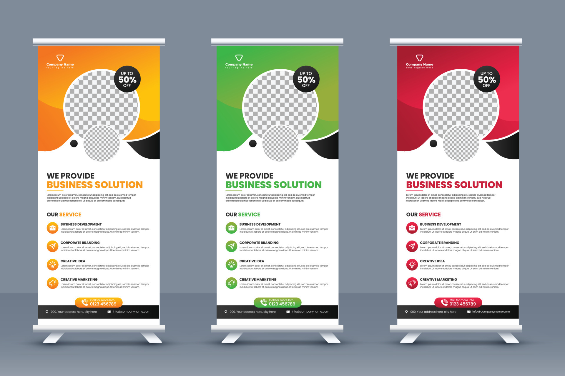 Creative Corporate Business Roll up banner template design or company