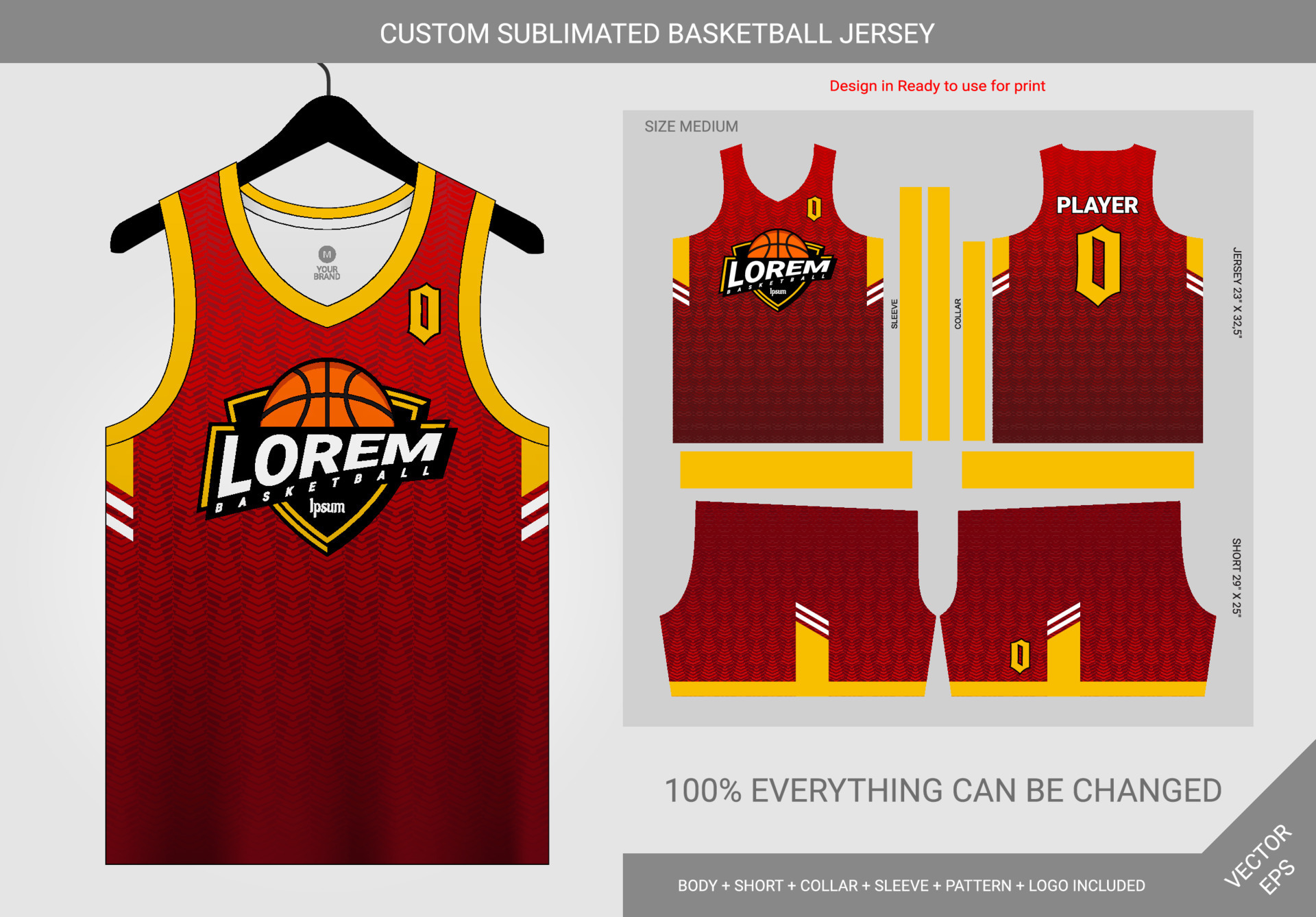 pattern red and yellow basketball jersey template 11352038 Vector Art ...