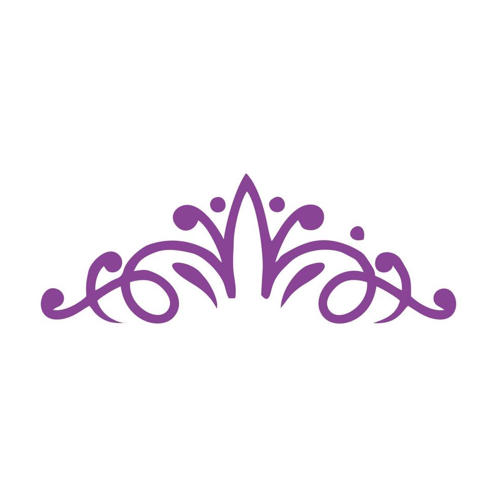 Crown for the king's daughter. Simple purple tiara design. Vintage Elegant purple Tiara logo Isolated crown illustration vector