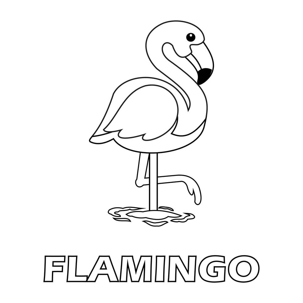 Coloring page flamingo, part of the animal coloring book. Coloring flamingos at the same time can be used for animal recognition vector