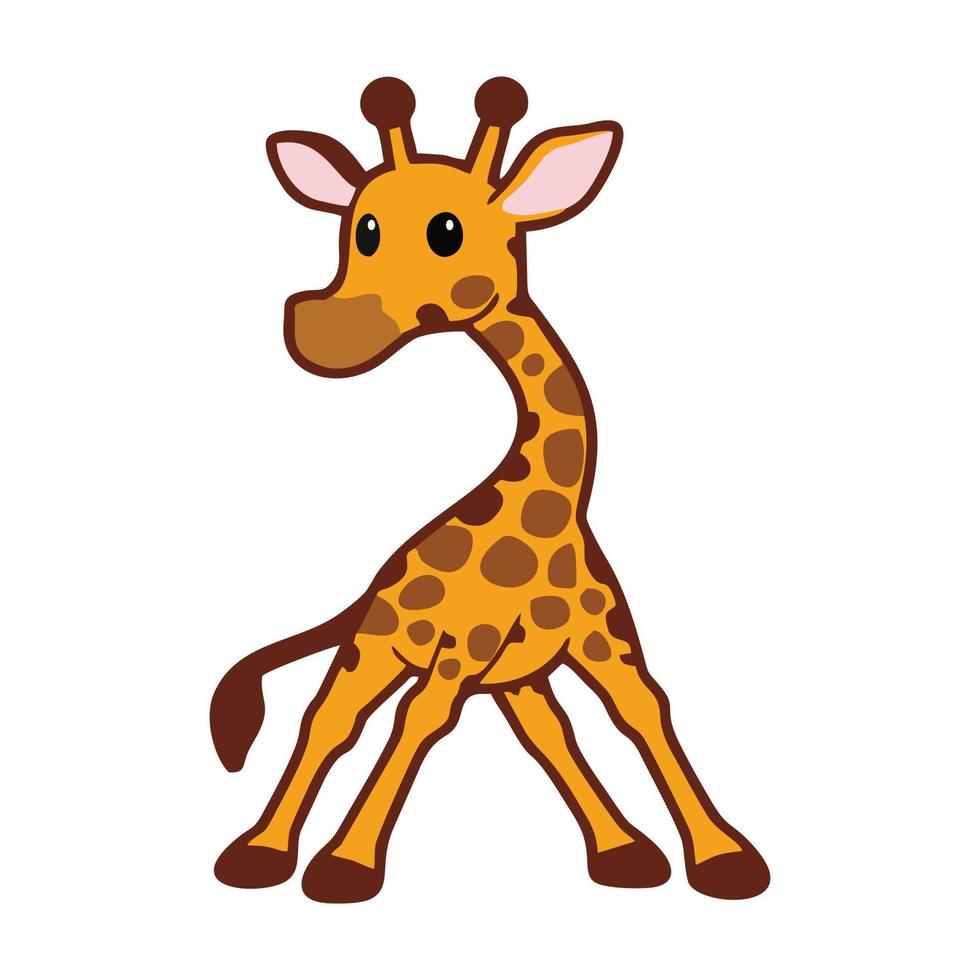 linda jirafa de dibujos animados. adecuado para usar en diseños de libros infantiles o presentaciones de animales para niños vector