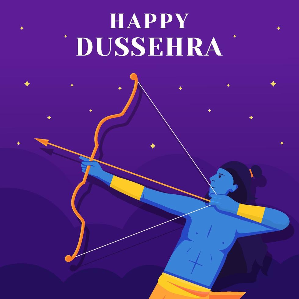 feliz dussehra ilustración en estilo de diseño plano vector