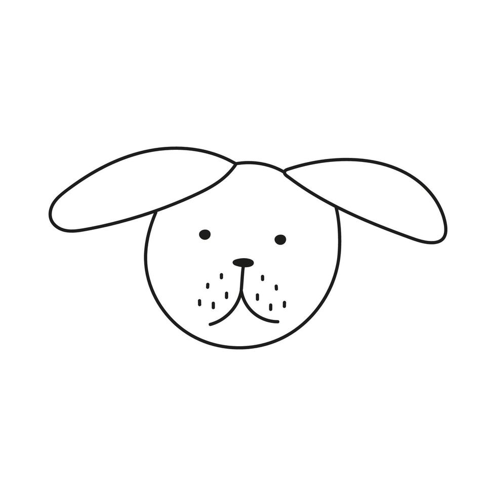 Dog with splayed ears in style of doodles on white background. Vector isolated image in cartoon style for or print