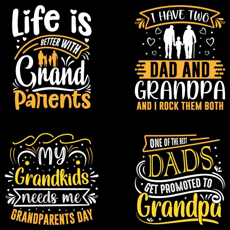 Grandparents day t-shirt design bundle, typography element, grandparents silhouette, best grandpa tshirt vector