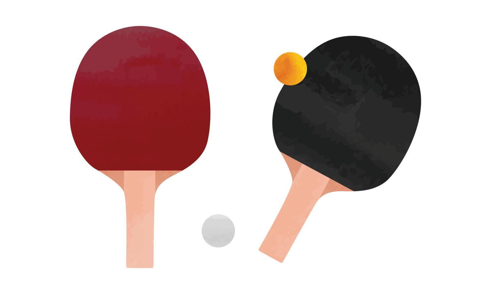 imágenes prediseñadas de raqueta de tenis de mesa. juego de raquetas de tenis de mesa y pelotas ilustración vectorial aislado sobre fondo blanco. estilo de dibujos animados de paleta de tenis de mesa vector