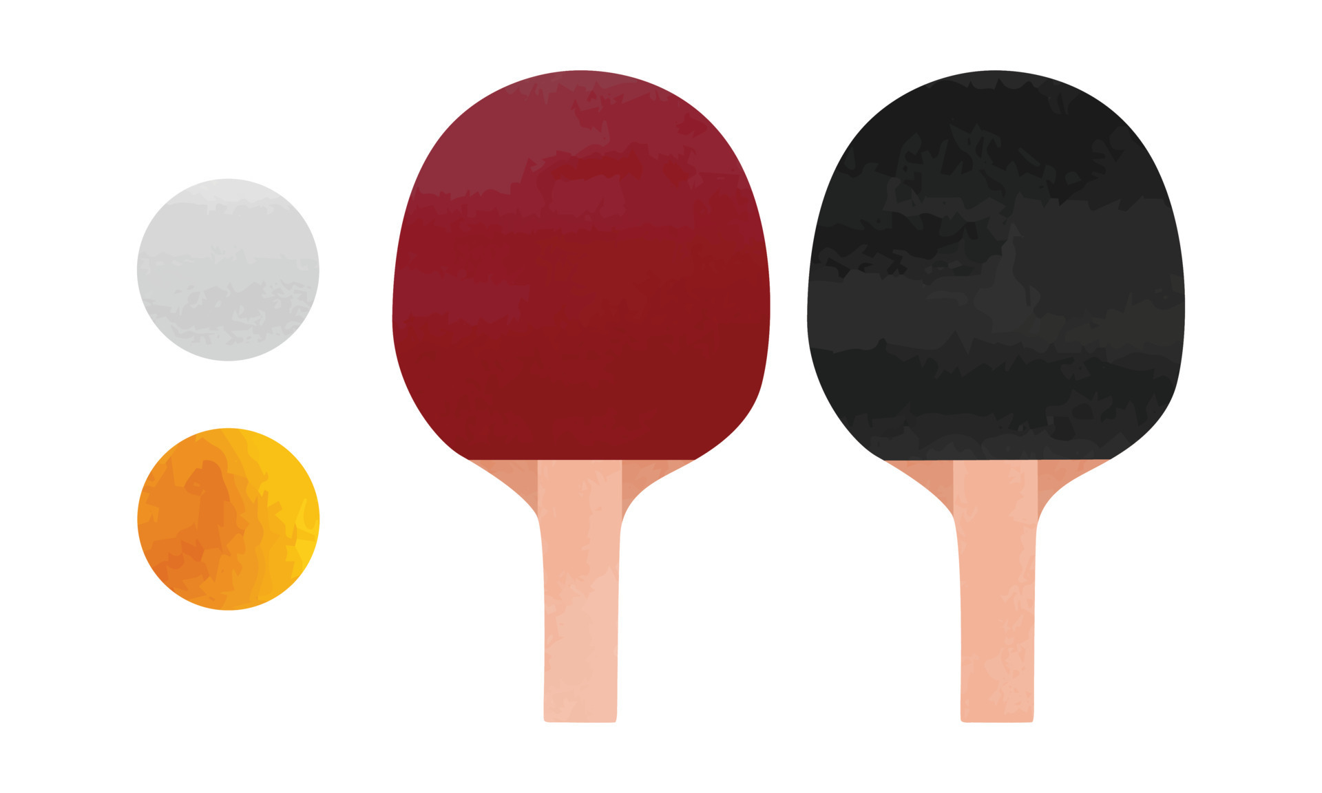 Set of table tennis rackets and balls clipart. Table tennis rackets and