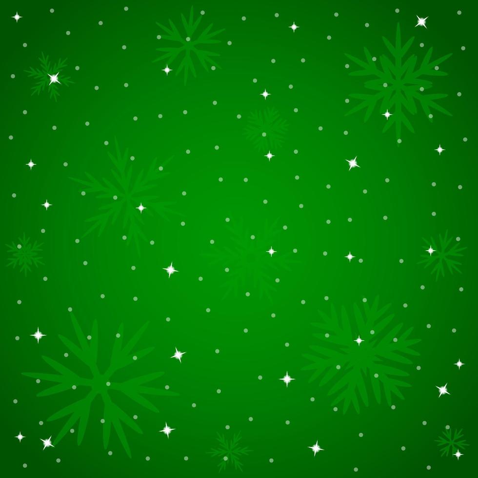Christmas green background with snowflakes. . Vector illustration