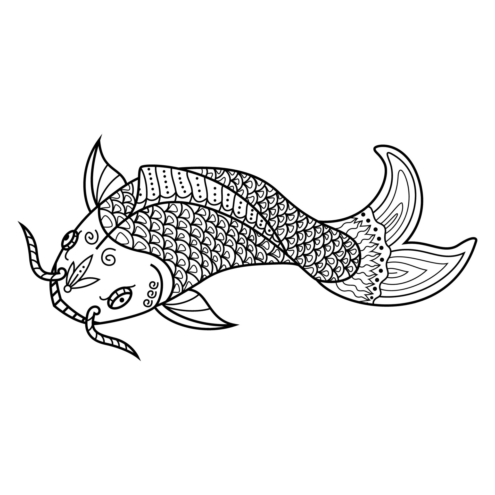 Koi fish line art 11352289 Vector Art at Vecteezy