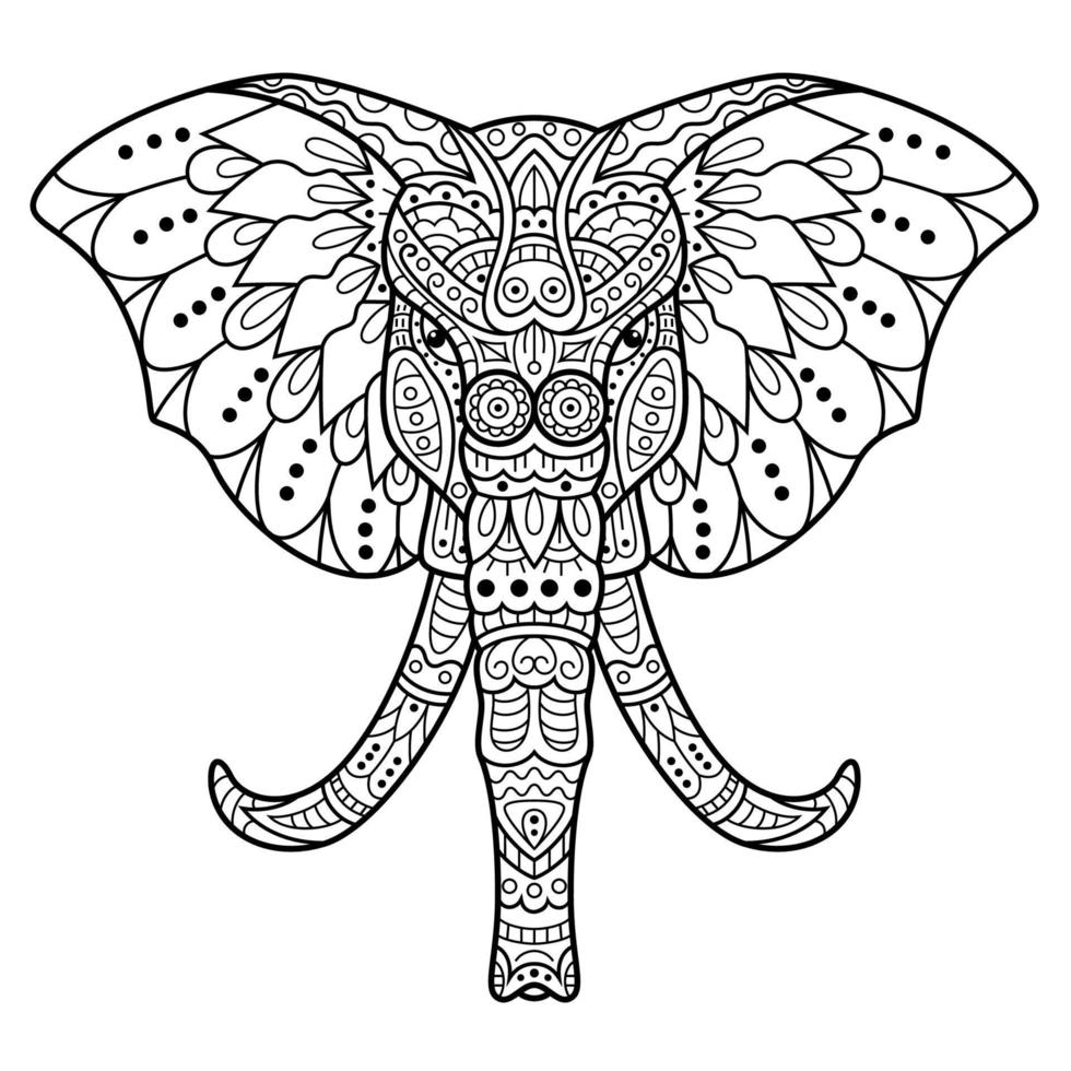 arte lineal de elefante vector